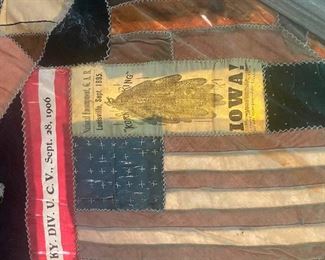 Embroidered 35 star flag on quilt