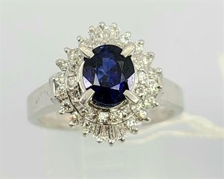 Vintage Platinum Sapphire Diamond Ring
