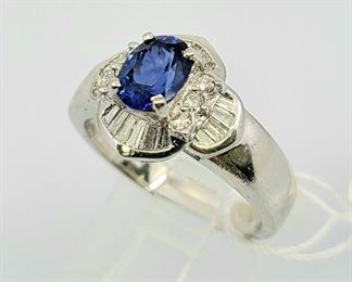 Vintage Platinum Sapphire Diamond Ring
