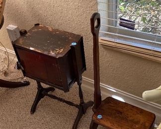 antique sweing box, and stool