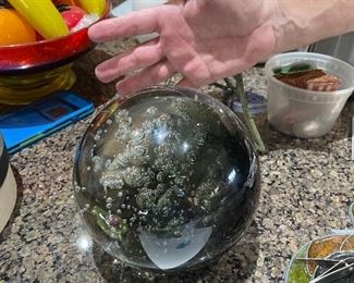 huge glass orb/paperweight