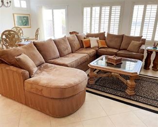 Large cocoa microsuede sectional, super clean!