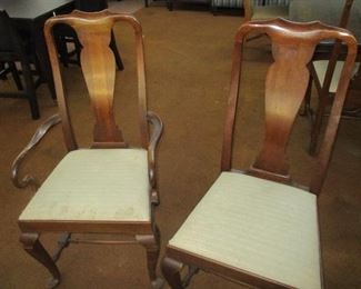 SET OF SIX QUEEN ANNE style   mahogany armchairs with two arms