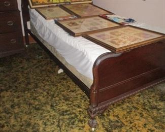 Ball and claw foot mahogany bed