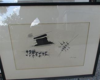 American surrealist watercolor by CY ______,dated 1962