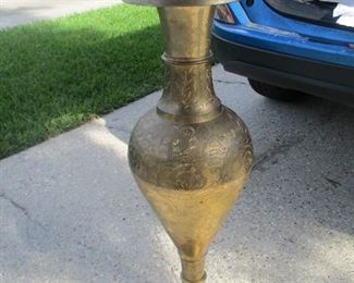 Persian BRASS 31 inch tall palace vase.