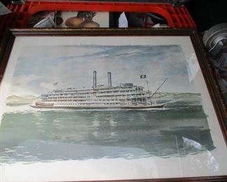 Watercolor print of THE MISSISSIPPI QUEEN signed by artist Paul Norton