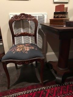 Victorian Chair with Blue Seat