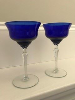 Cobalt & clear stemware