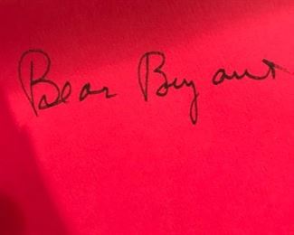 Authentic Bear Bryant Signature in BEAR Book