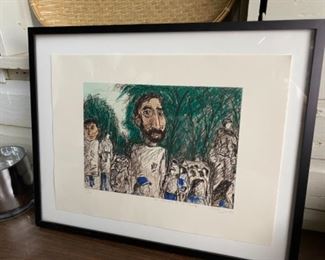 Signed and numbered this Teatro de Calle by Ortega is a unique and colorful print signed by artist