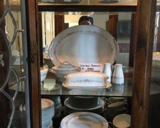 Noritake Rosepoint China 8 place settings and serving pieces. China Cabinet also for sale.