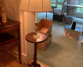 #35	Pedistal Floor Lamp Table w/Brass Base  57" Tall	 $125.00 
