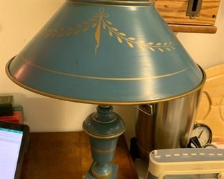 #43	blue metal lamp 22 tall	 $75.00 
