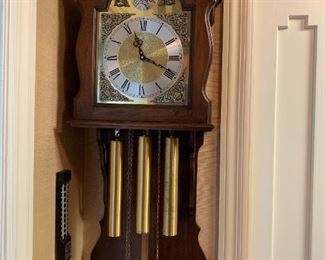 #174	Howard Miller Clock w/Weights & Pendulum Wall Clock 15x41	 $175.00 
