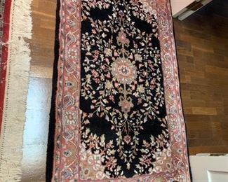 #176	Hand-knotted Black/Pink 100% Wool Rug   36x62	 $75.00 
