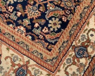#178	Navy/Peach /Green Hand-knotted wool Rug 3.5x5.5	 $100.00 
