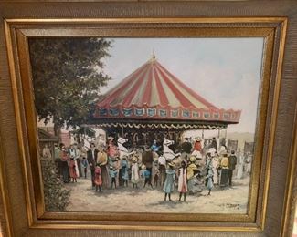 #183	H. F. Edzart - Carousel  32x28 - Acrylic 	 $300.00 
