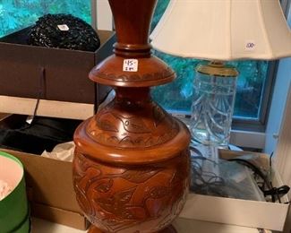 #199	2 pc. Carved Wood Vase 22"	 $45.00 

