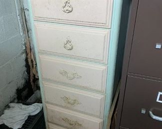 #226	6 drawer Wood Loungerie Chest   18x57 - as is with contents	 $20.00 
