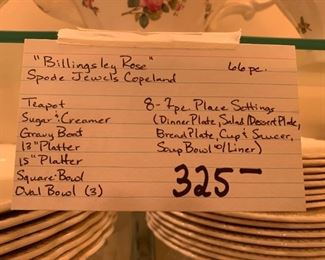 #228	Billingsley Spode Rose 66 pc.	 $325.00 
