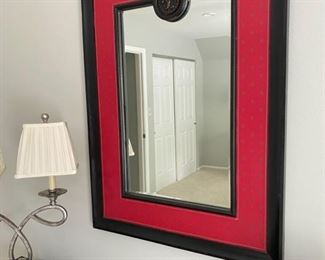Red & Black Wall Mirror with Fleur de Lis