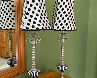 Pair of Whimsical Black &Silver Lamps