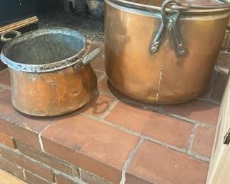2 Old Copper Pots
