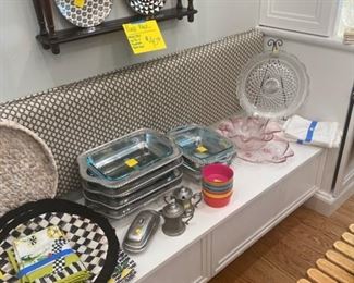 Pewter Casserole Holders, MacKenzie-Childs Placemats and Napkins