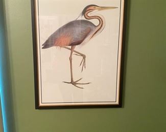 Large Framed Heron Print