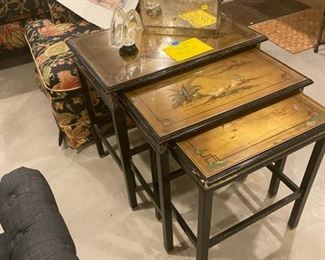 Set of 3 Nested Oriental Themed Side Tables