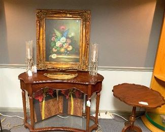 Mahogoany Occasional Table,  Nice Framed Painting,