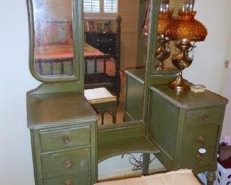 Vintage vanity and dressing table and stool
