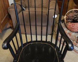Toile painted black rocking chair