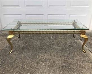 Brass Beveled Glass Cofee Table 