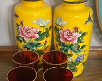 Pair of Japanese cloisonné vases