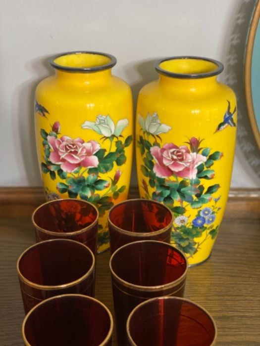 Pair of Japanese cloisonné vases