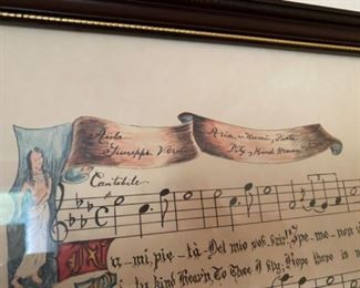 Vintage framed sheet music lithographs signed by Nancy Wilds
