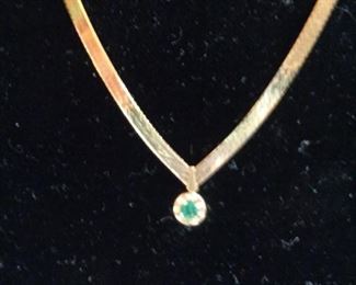 diamond and emerald gold necklace
