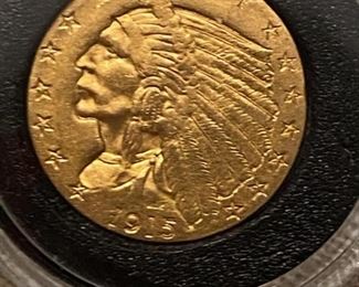 1915 Gold Indian Head $2.50 Coin