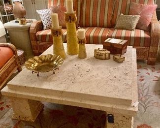 Custom Salvaged Dead Coral Head and Cast Concrete Coffee Table