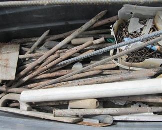 CONCRETE FORMING  STAKES , TOOLS  AND REBAR