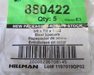 5 NEW Hillman Steel Spacers 5/8 x 7/8 x1 1/2"