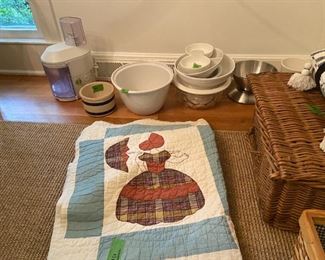 Quilt and Assorted DIshes