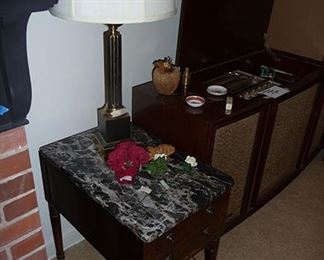 Marble Top Table & Lamp