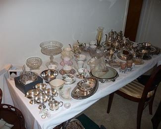 Silver Plate, Sterling & Glassware