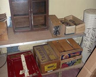 Small Display Cabinet & Wood Boxes