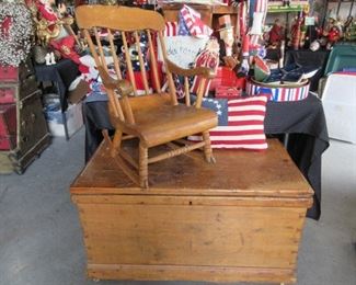 Pine Chest and Child's Rocker