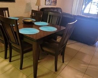 Dark wood 6 chair dining set