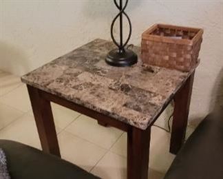 marble and wood end table